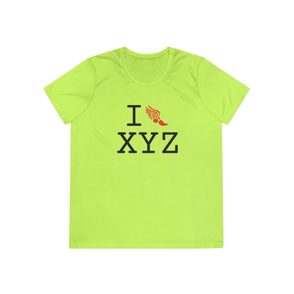 I Run women's athletic T, red logo