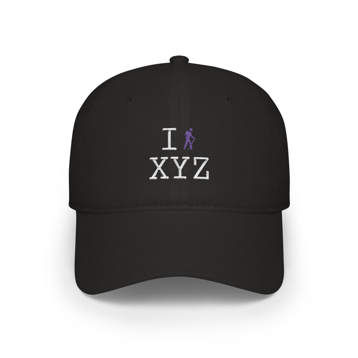 I Hike baseball cap, purple hiker