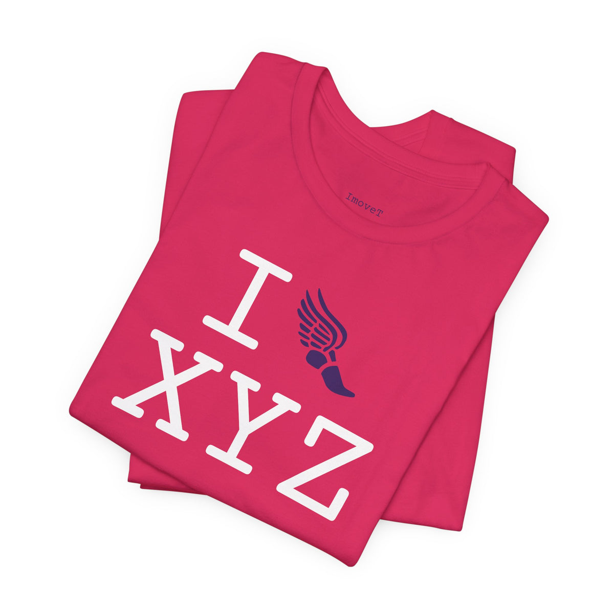 I Run unisex T, purple logo