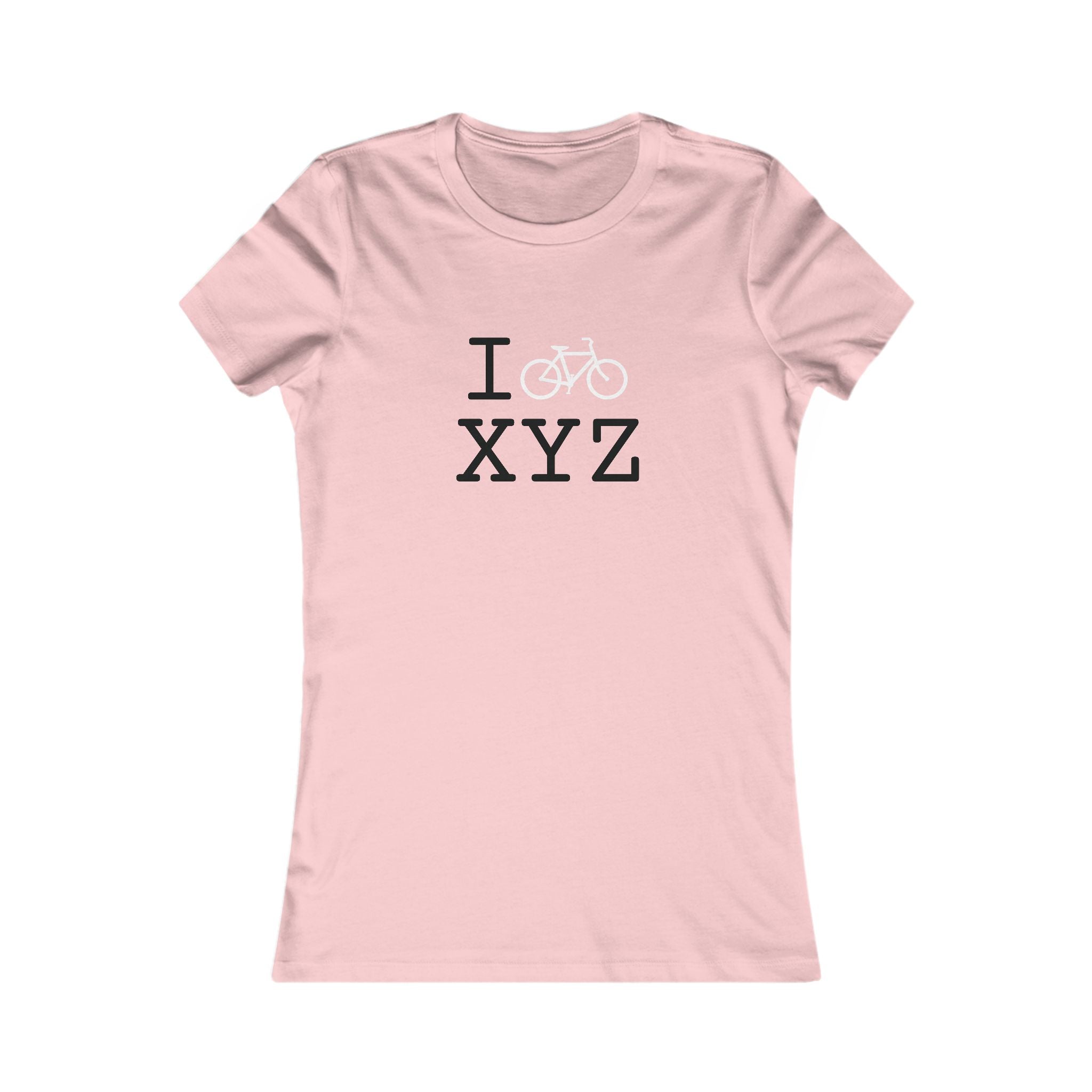 "I Bike ___" women's T, white bike