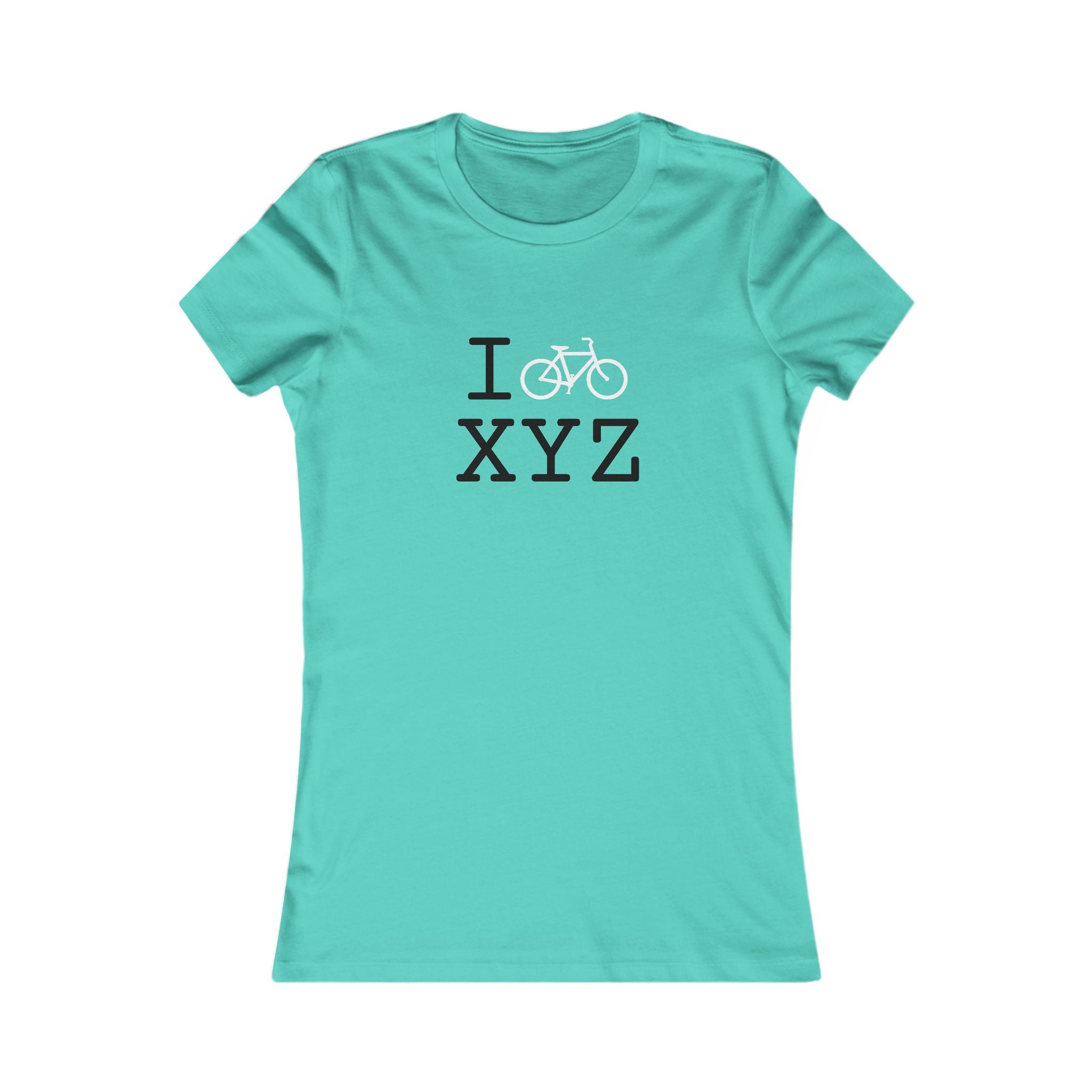 "I Bike ___" women's T, white bike