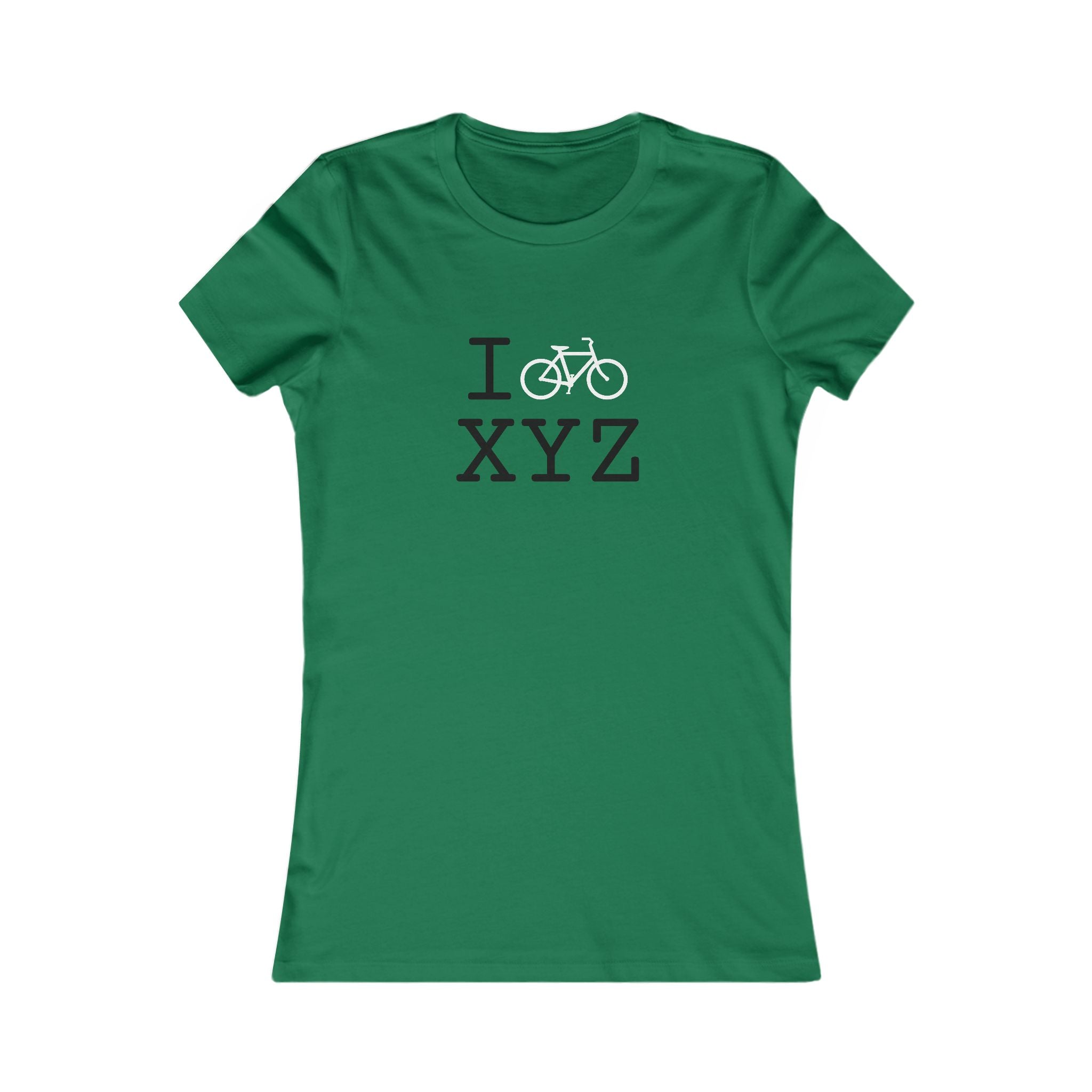 "I Bike ___" women's T, white bike