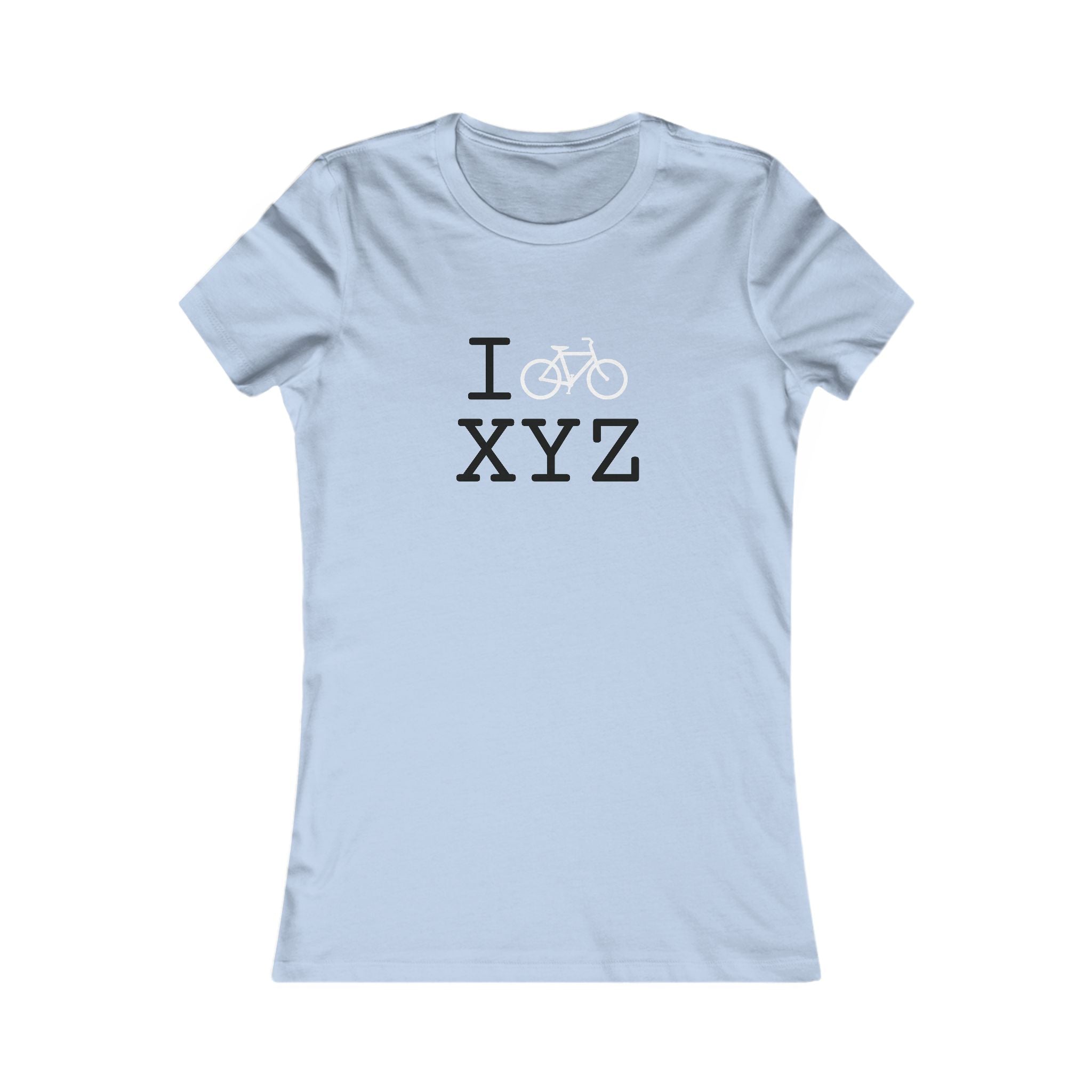 "I Bike ___" women's T, white bike