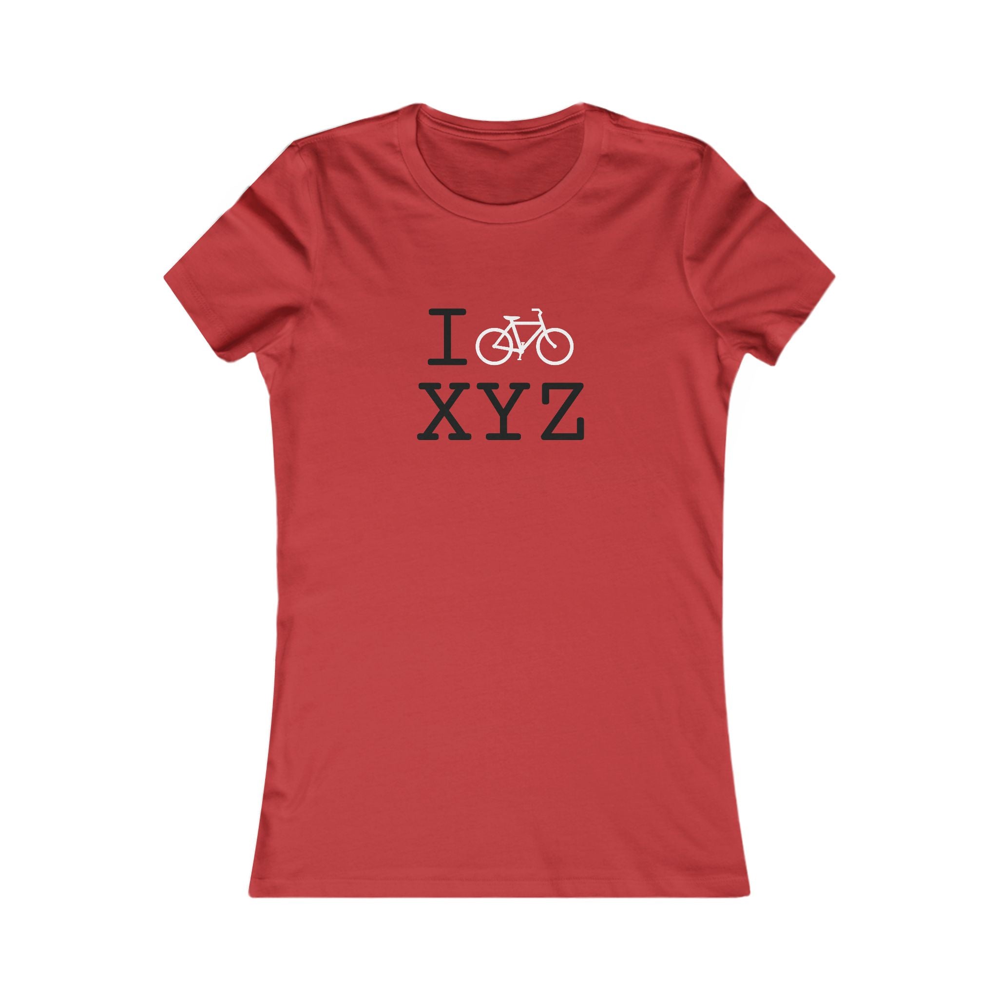 "I Bike ___" women's T, white bike