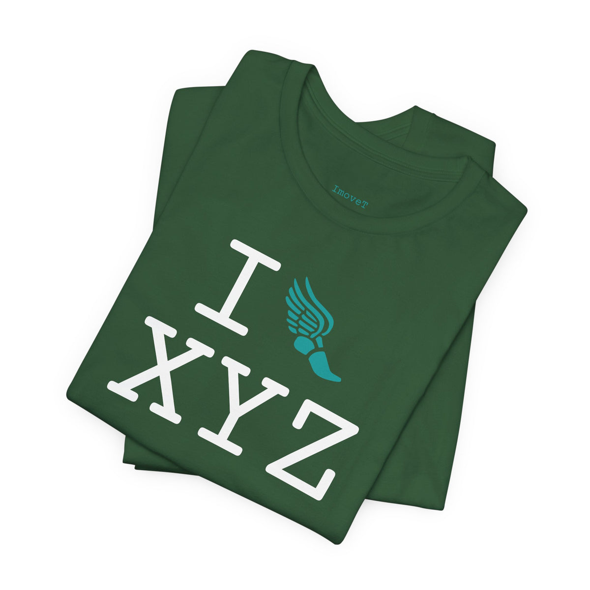 I Run unisex T, teal logo