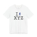 I Hike ___ unisex T, blue hiker