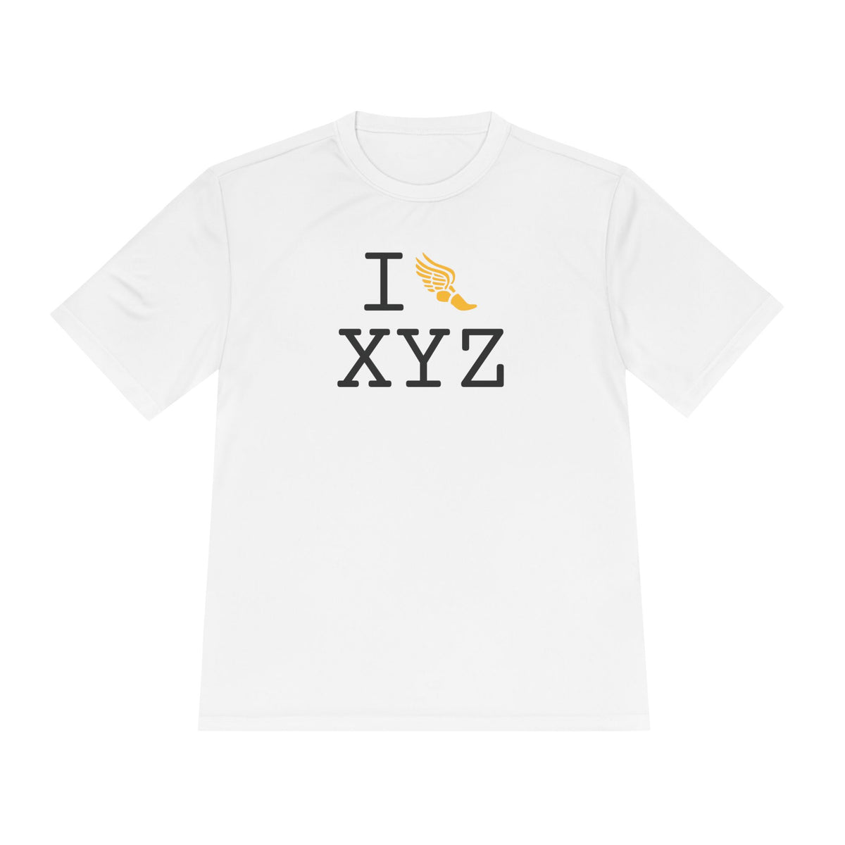 I Run athletic T, yellow logo