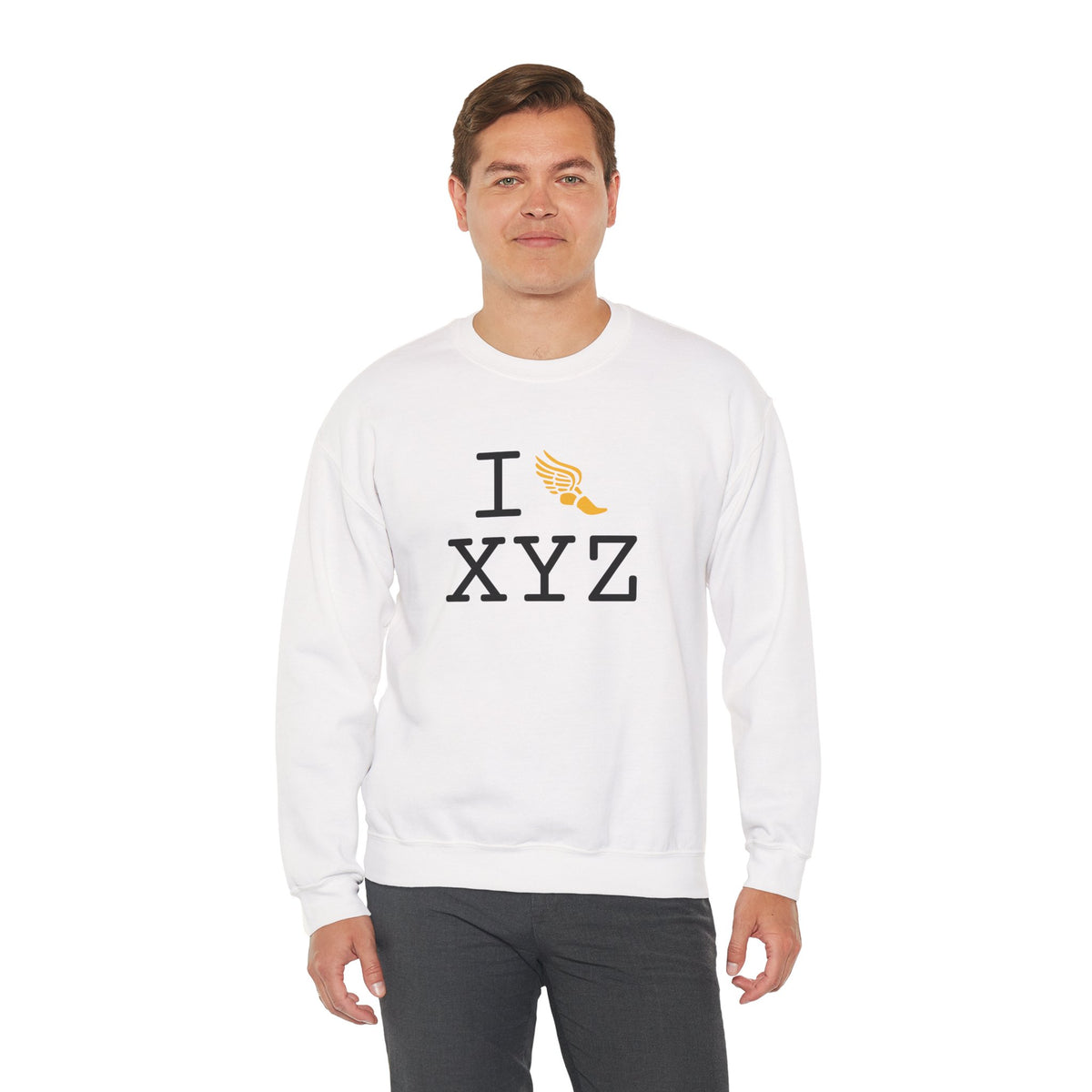 I Run sweatshirt, yellow logo