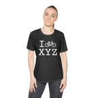 I Bike women's athletic T, white bike