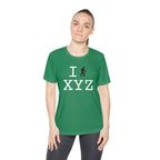 I Hike women's athletic T, black hiker