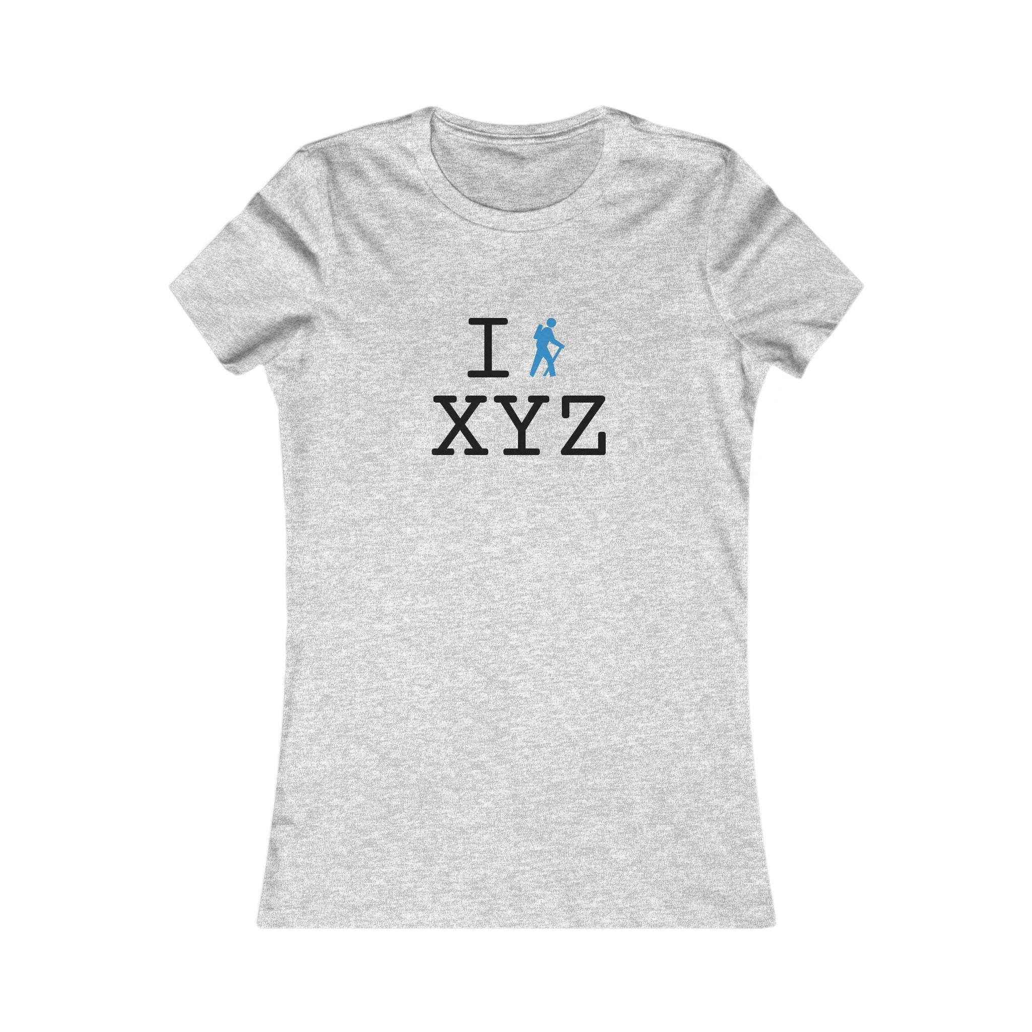 "I Hike ___" women's T, light blue hiker