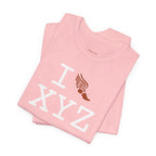 I Run unisex T, dark orange logo
