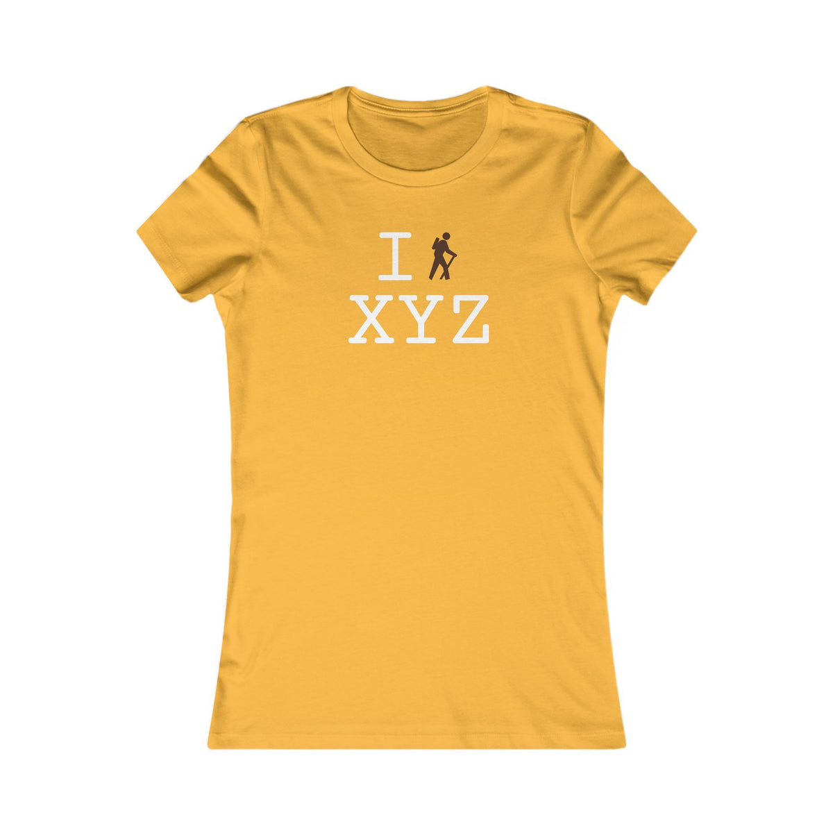 I Hike women's T, brown hiker