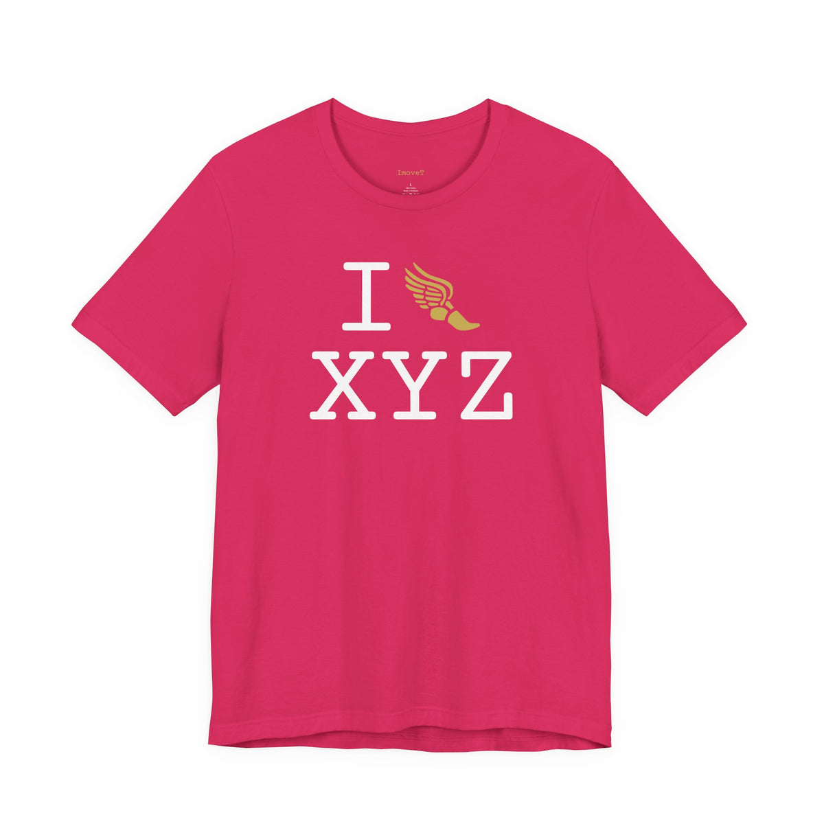 I Run unisex T, gold logo
