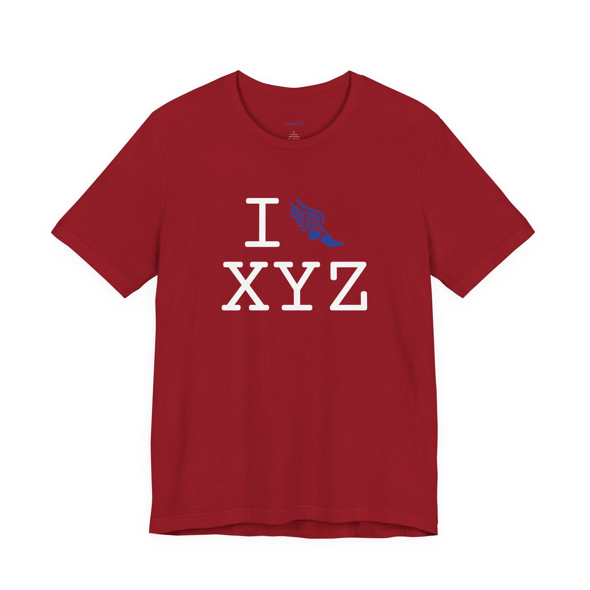 I Run ___ unisex T, blue logo
