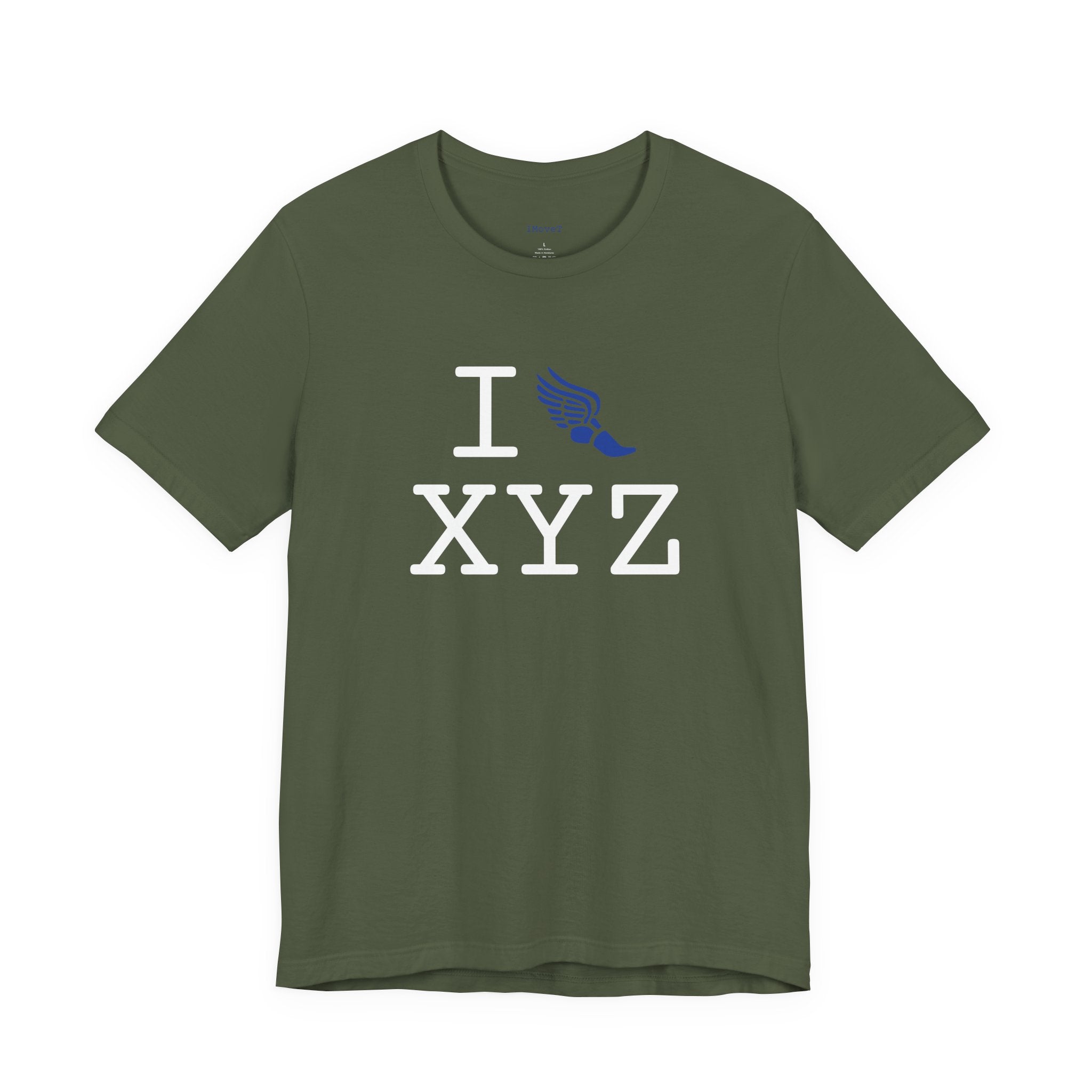 I Run ___ unisex T, blue logo
