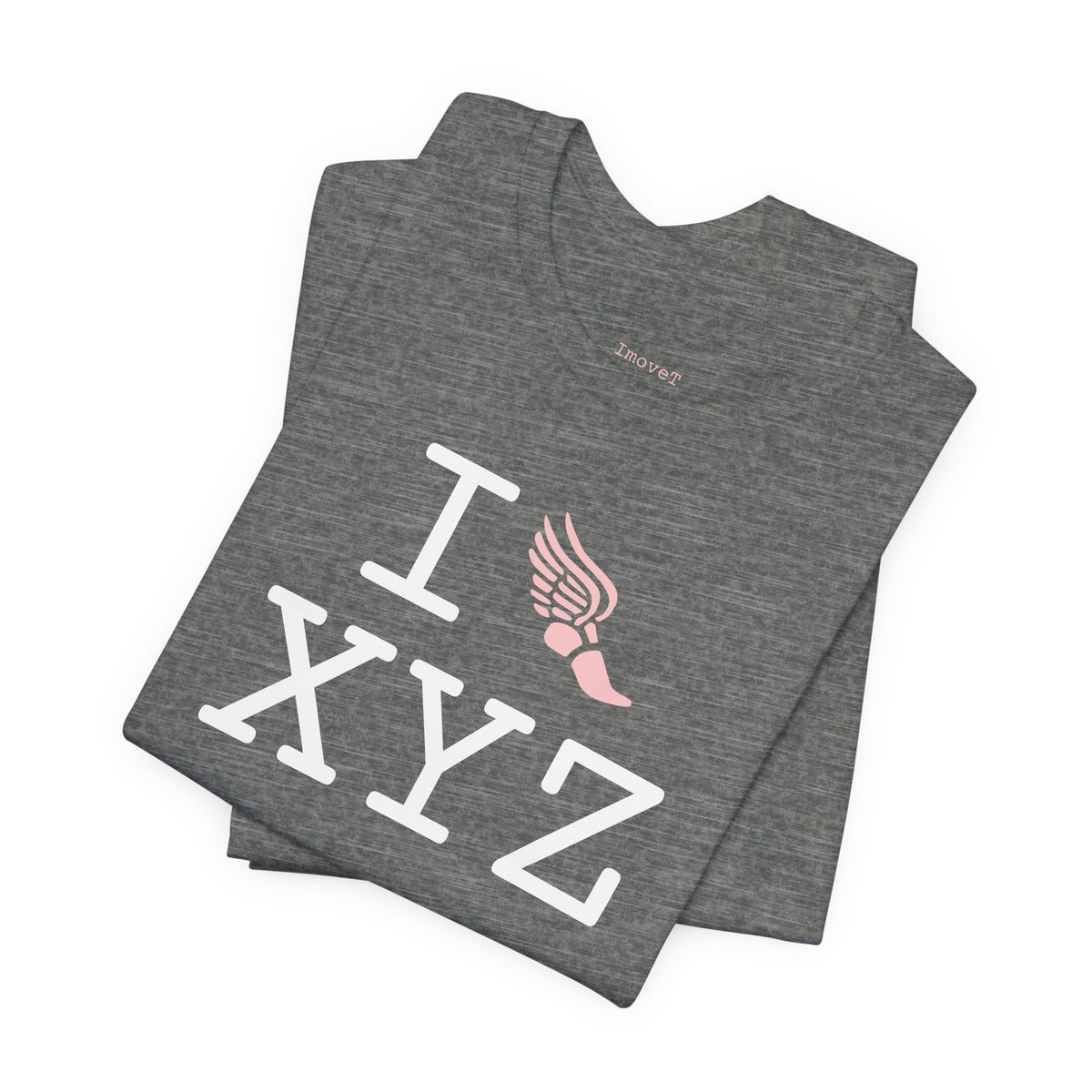 I Run unisex T, pink logo