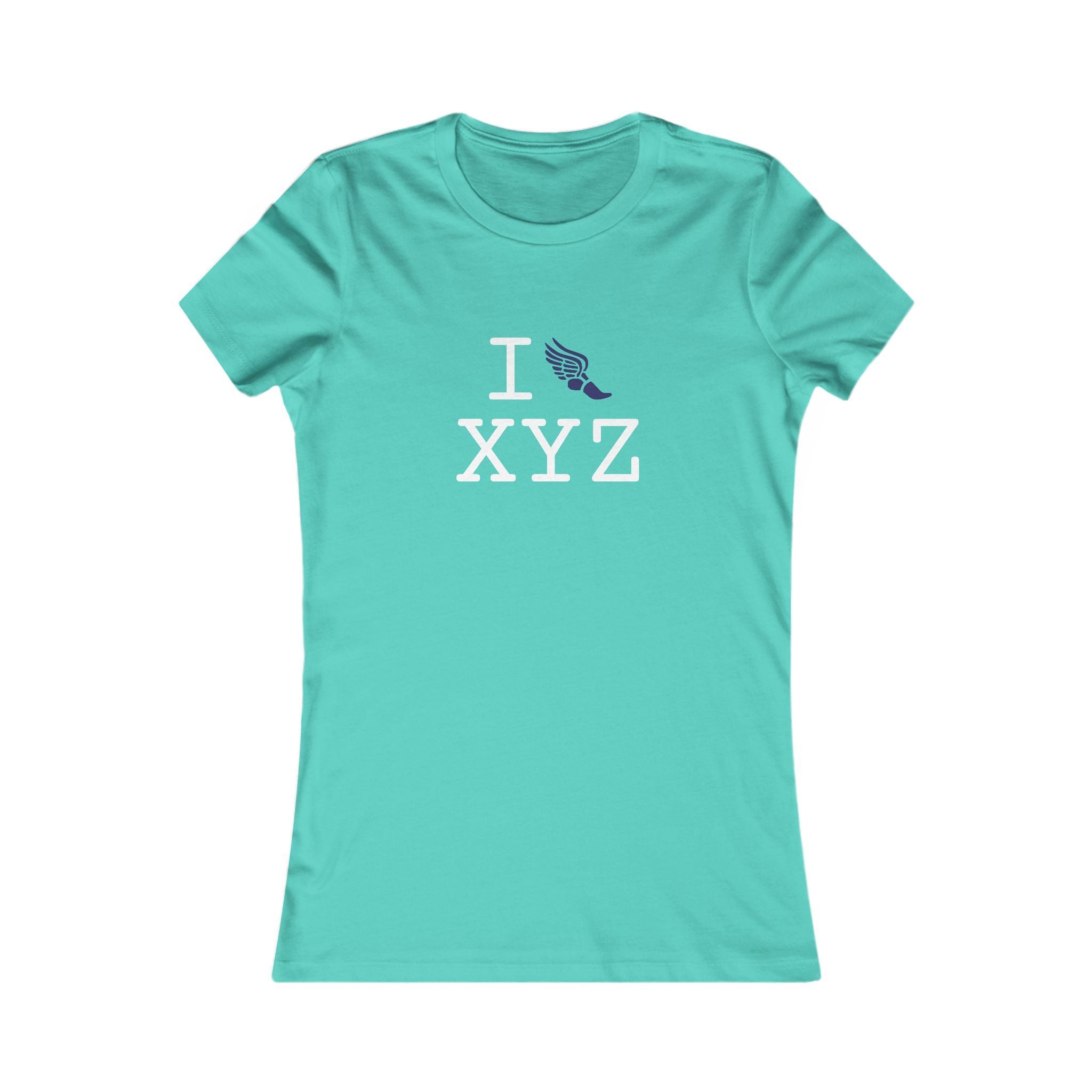 I Run ___ women's T, navy logo