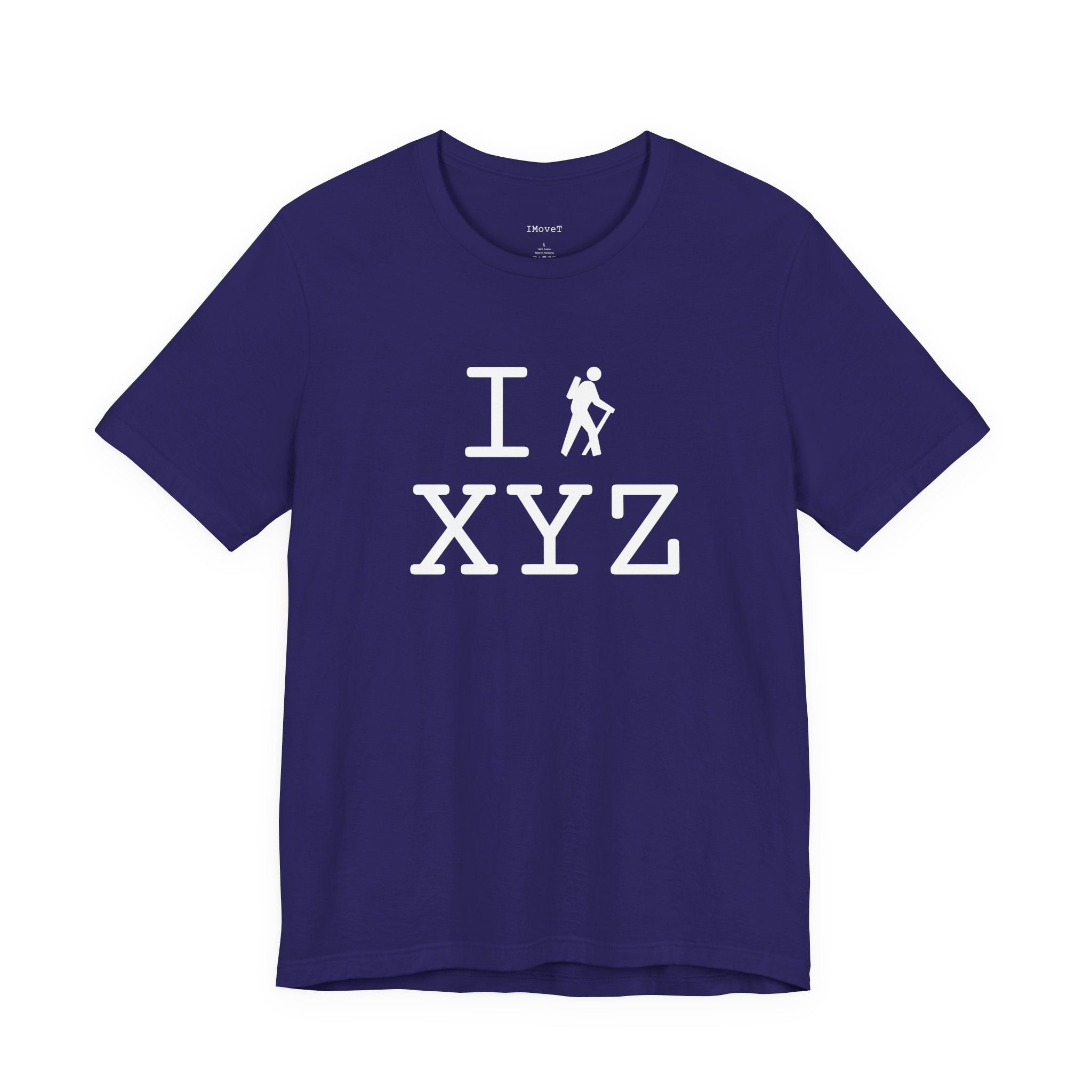 I Hike ___ unisex T, white hiker