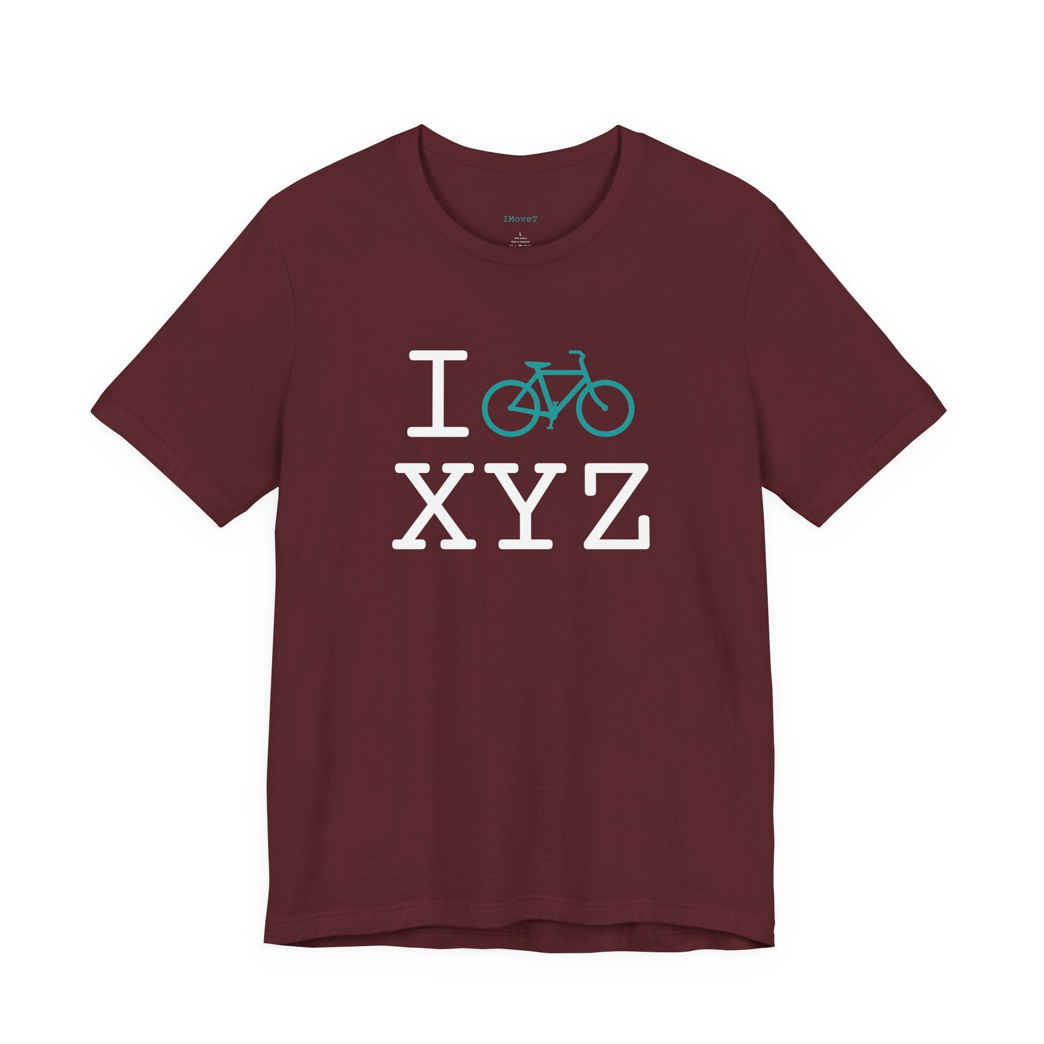 I Bike ___ unisex T, teal bike