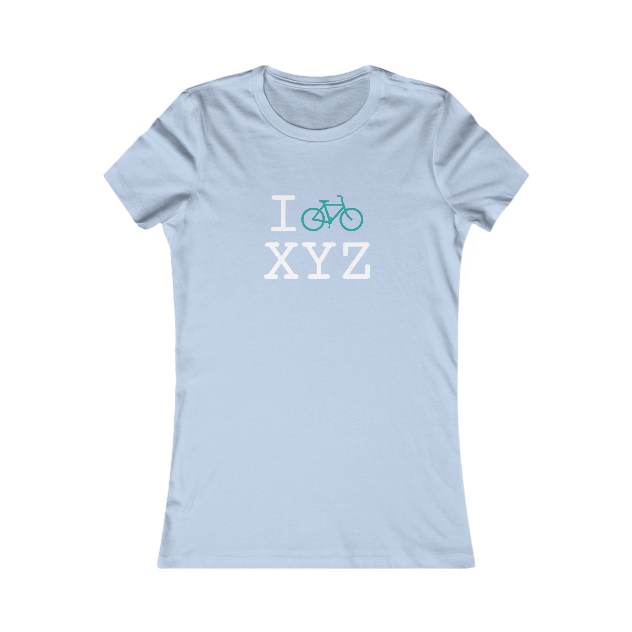 "I Bike ___" women's T, teal bike