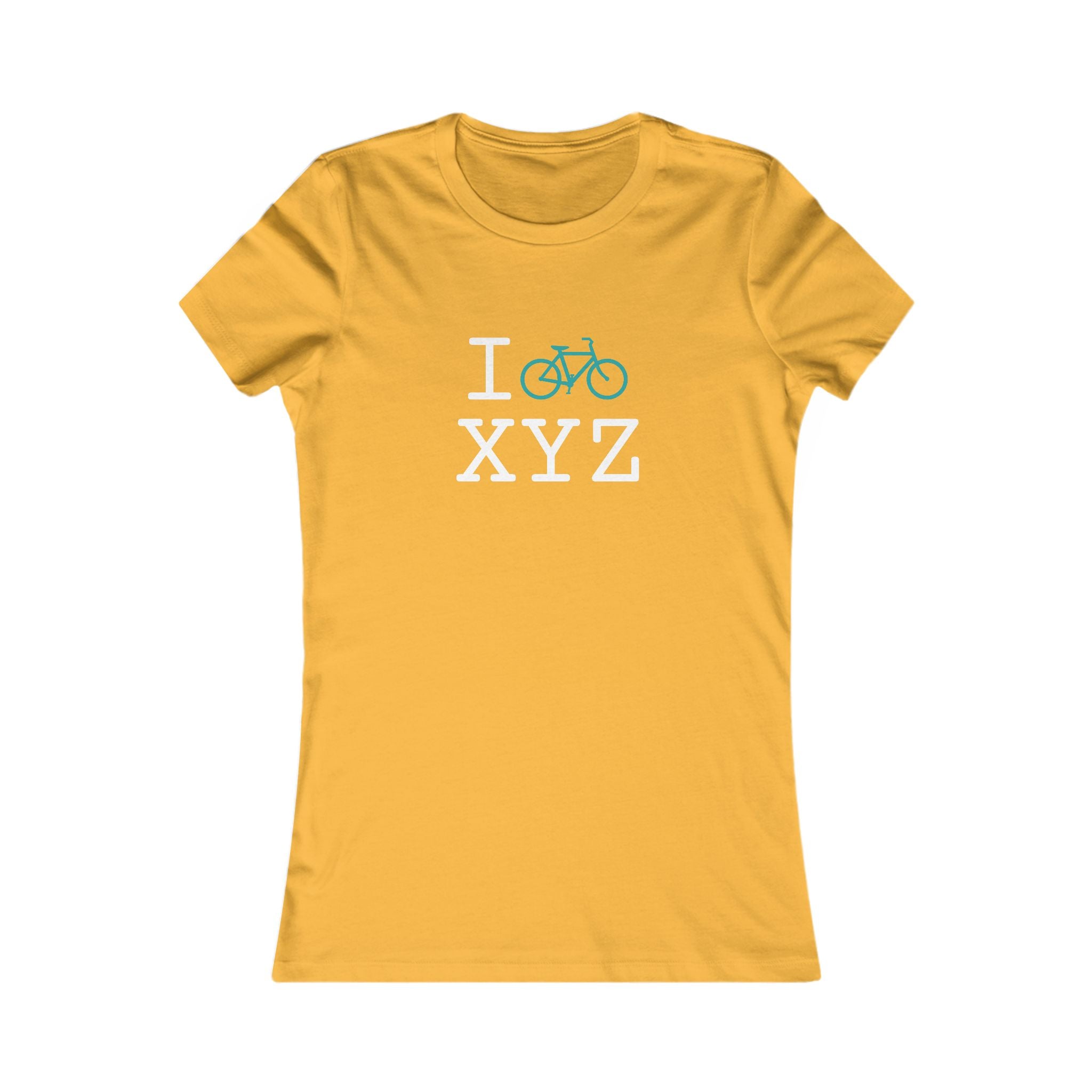 "I Bike ___" women's T, teal bike