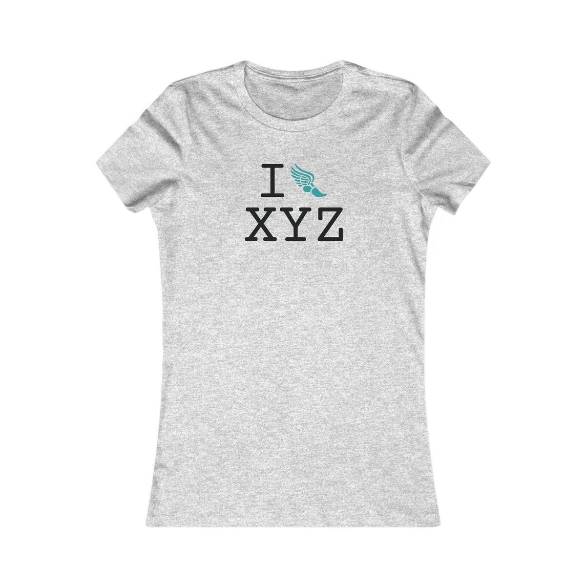 I Run women's T, teal logo