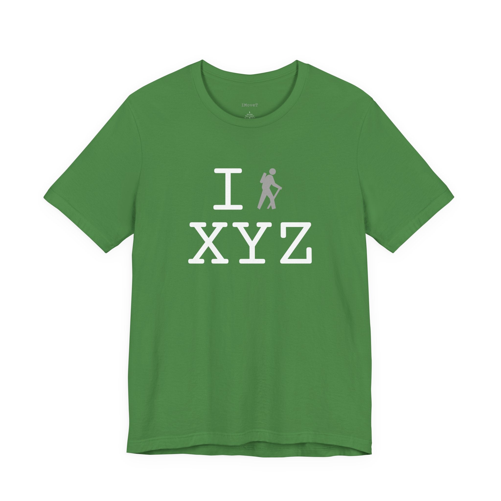 I Hike ___ unisex T, grey hiker