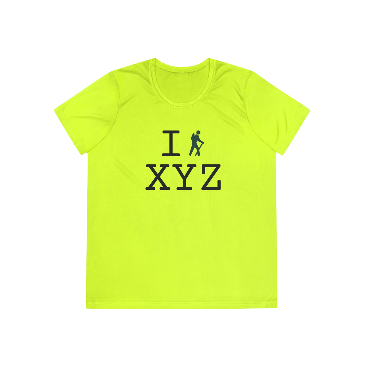 I Hike women's athletic T, dark green hiker