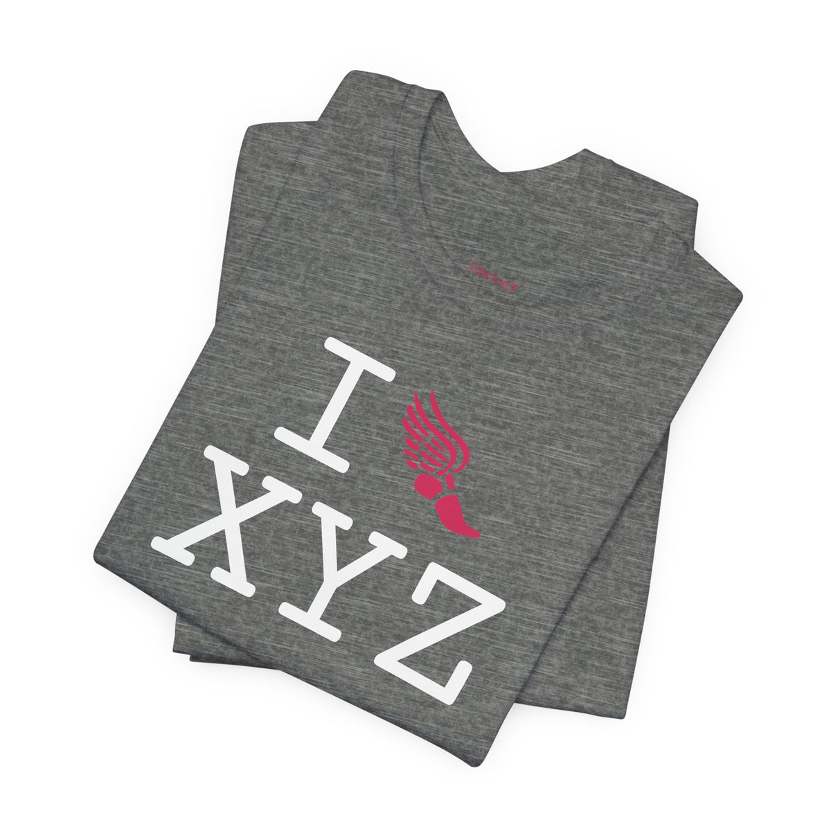 I Run unisex T, hot pink logo
