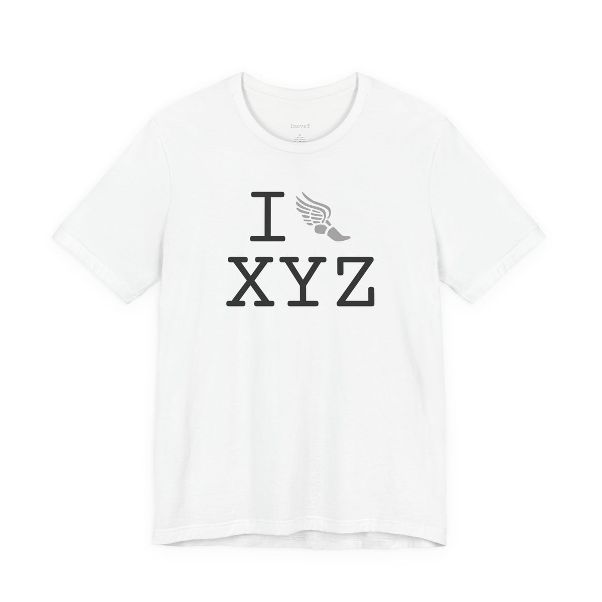 I Run unisex T, grey logo