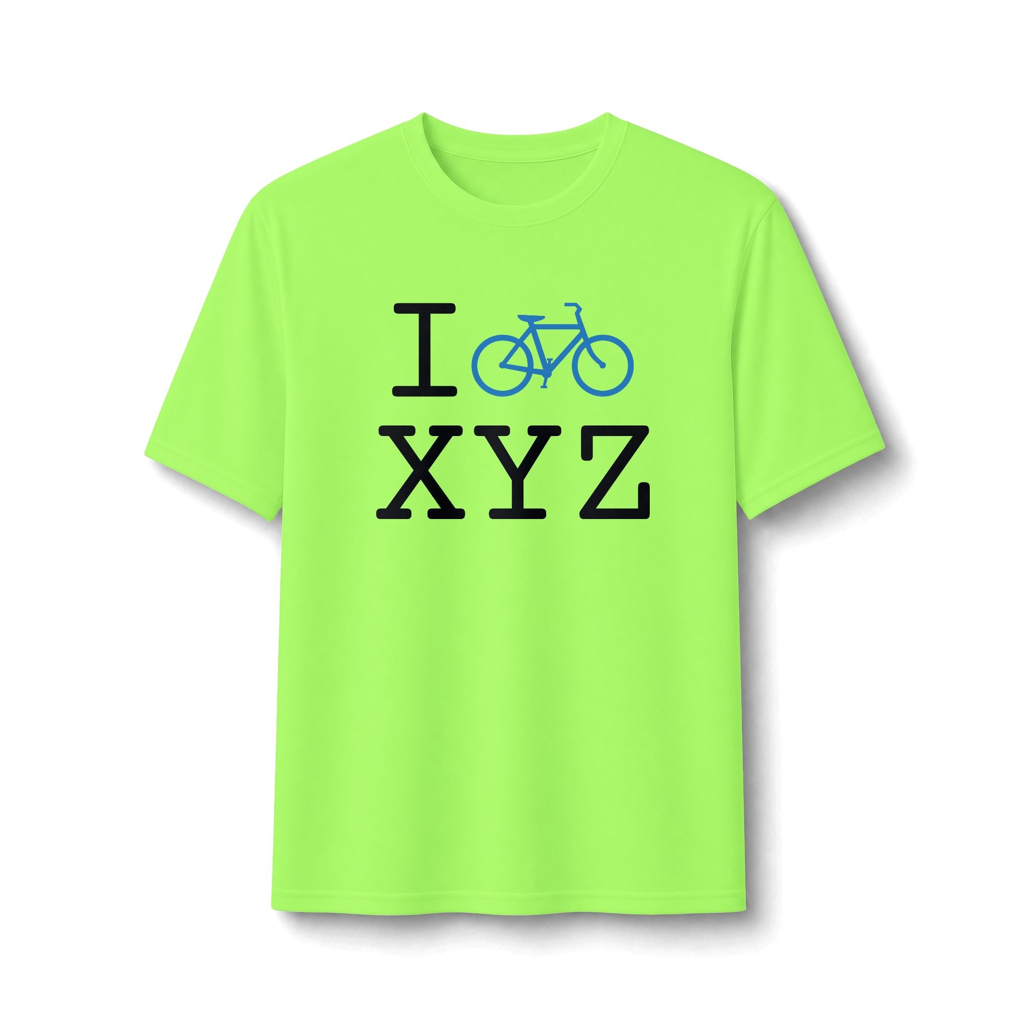 "I Bike ___" athletic T, light blue bike