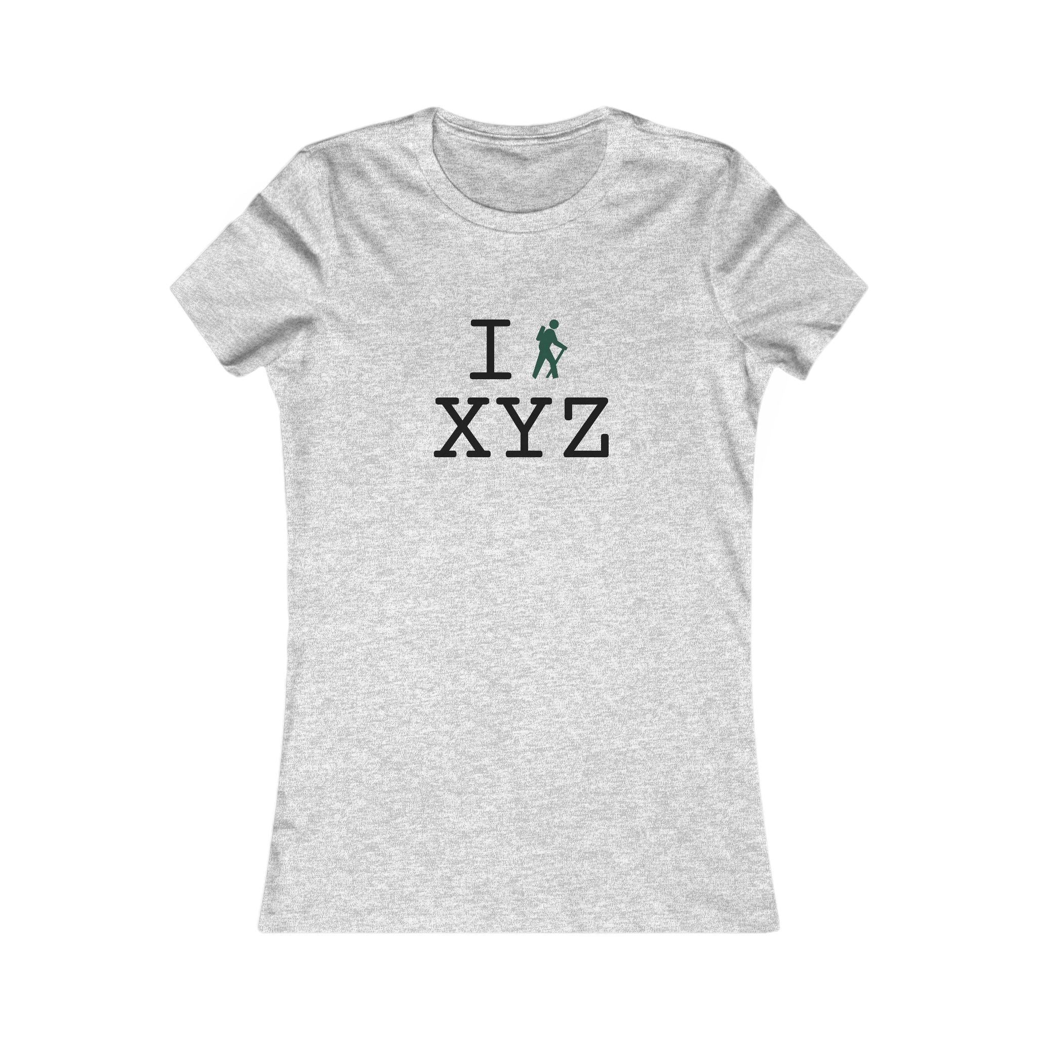 "I Hike ___" women's T, dark green hiker