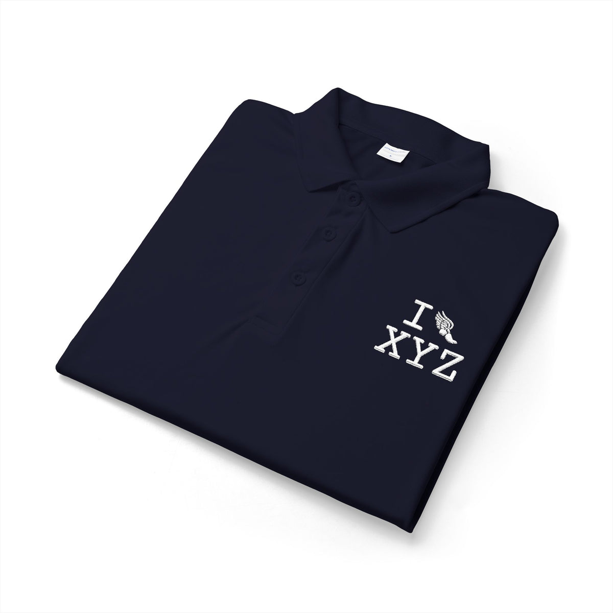 I Run polo, white logo