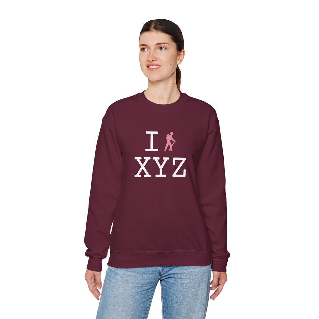 I Hike sweatshirt, pink hiker
