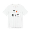 I Hike ___ unisex T, orange hiker