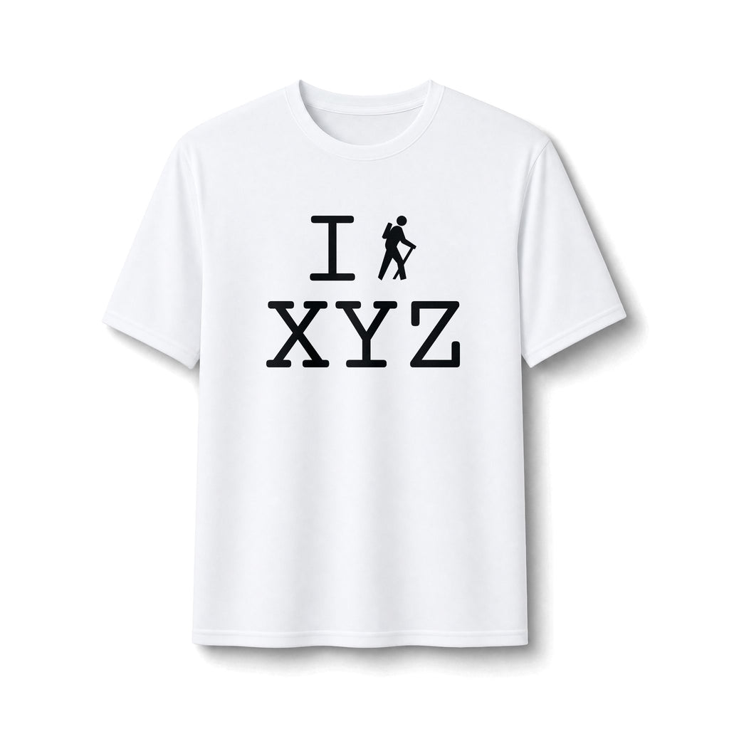 "I Hike ___" athletic T, black hiker