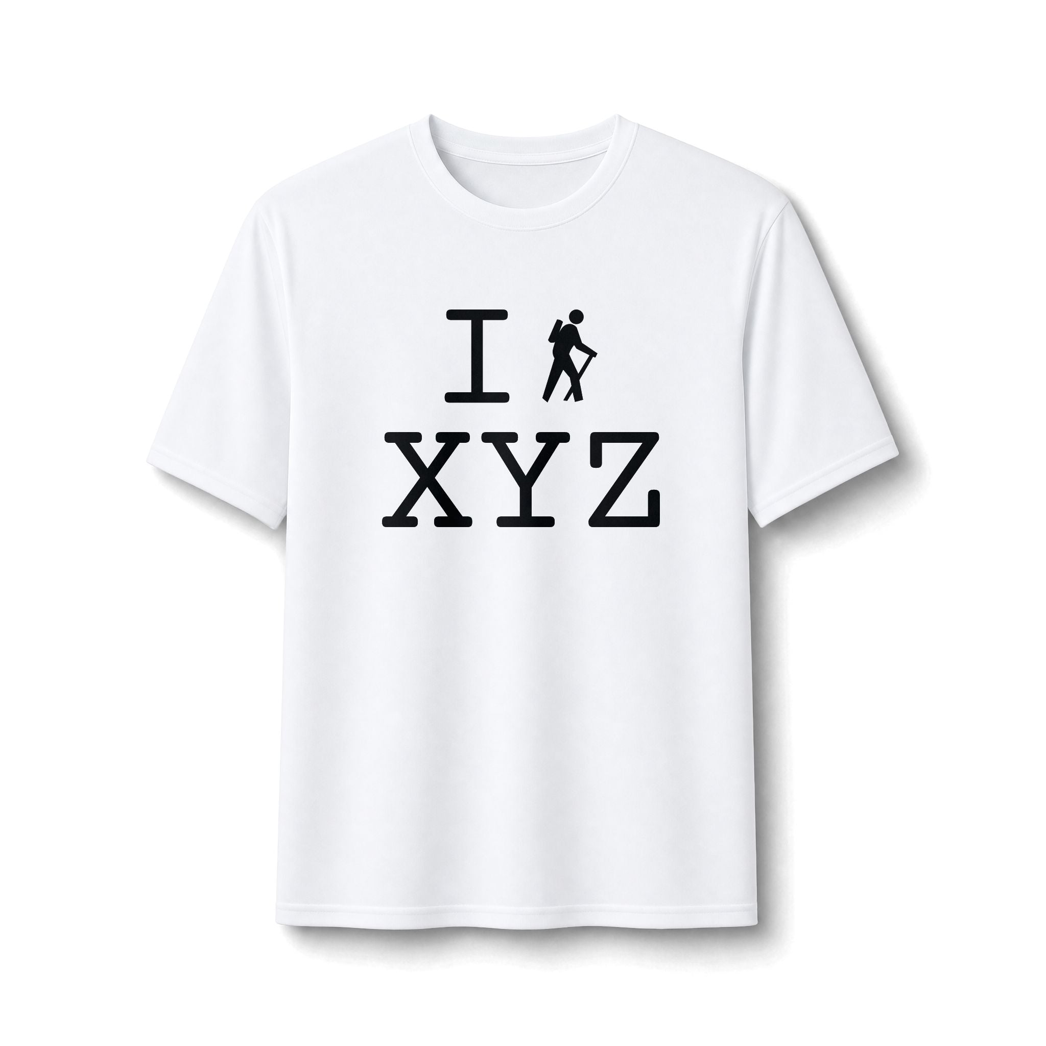 "I Hike ___" athletic T, black hiker