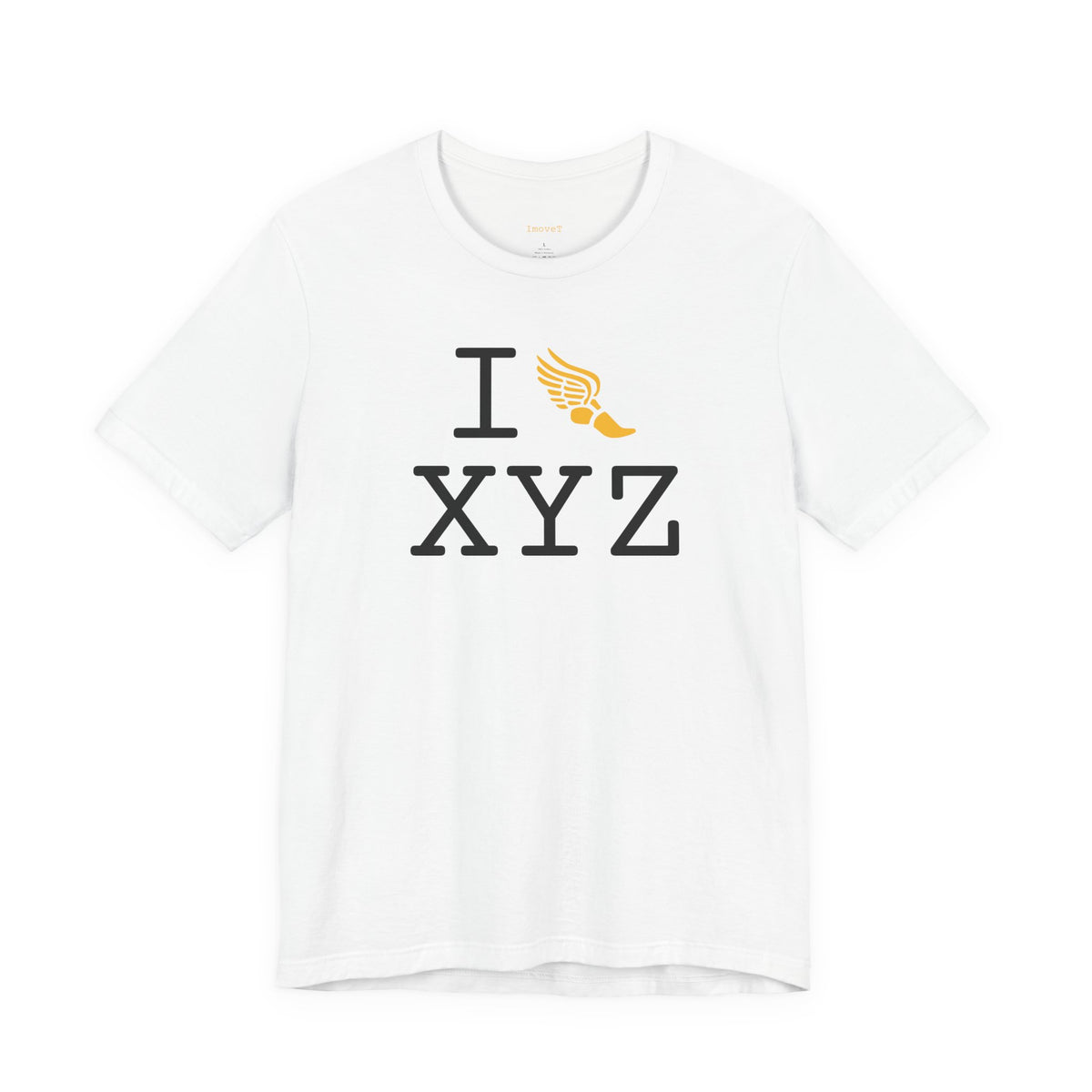 I Run unisex T, yellow logo