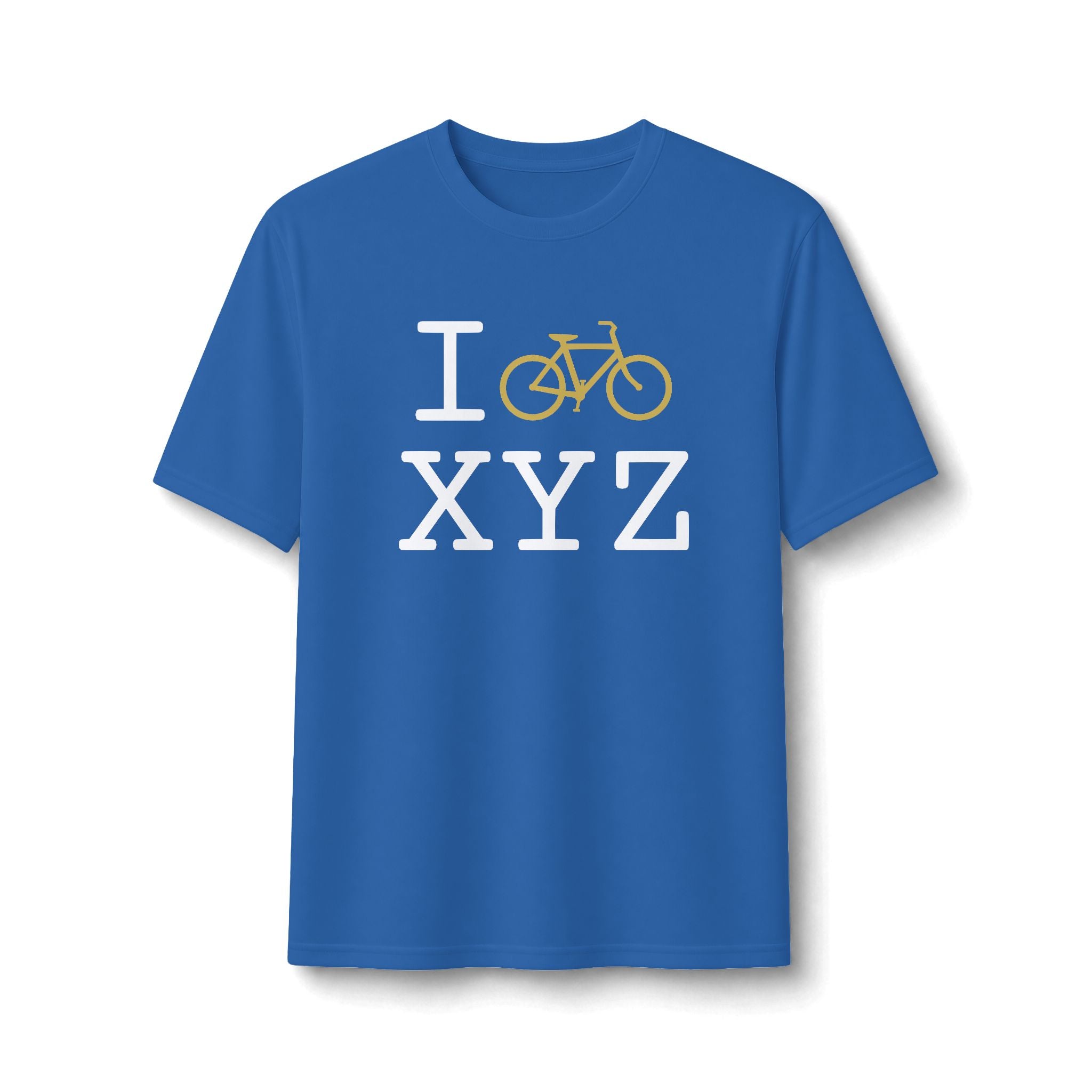 "I Bike ___" athletic T, gold bike