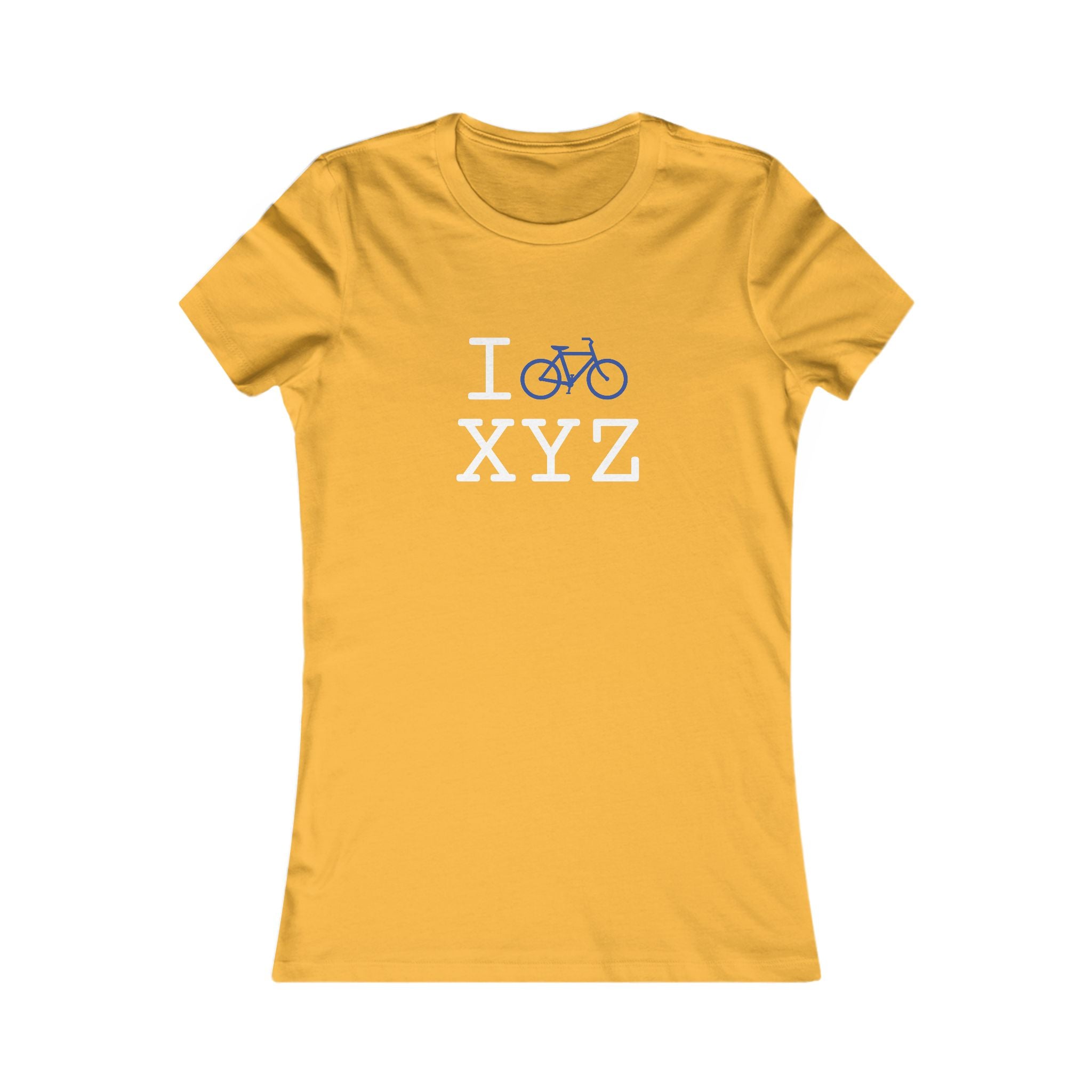 "I Bike ___" women's T, blue bike