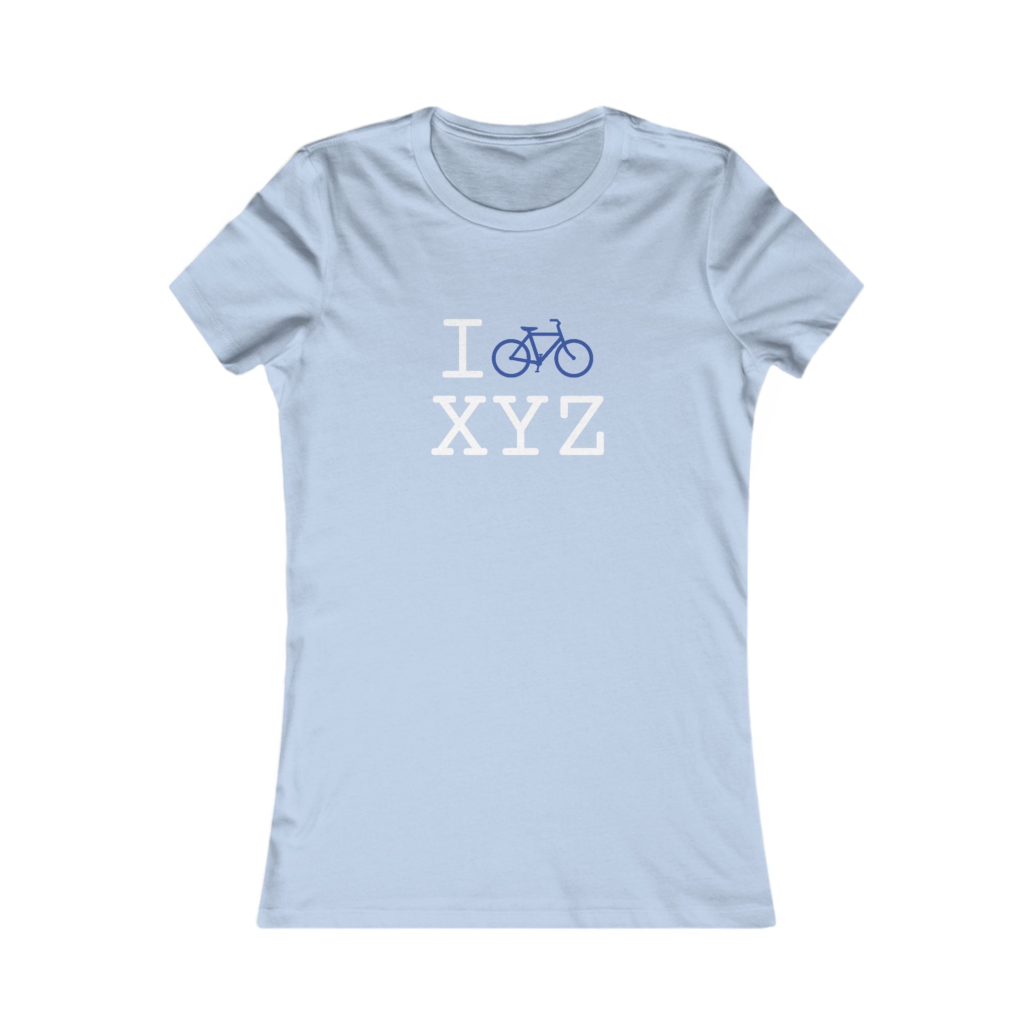 "I Bike ___" women's T, blue bike