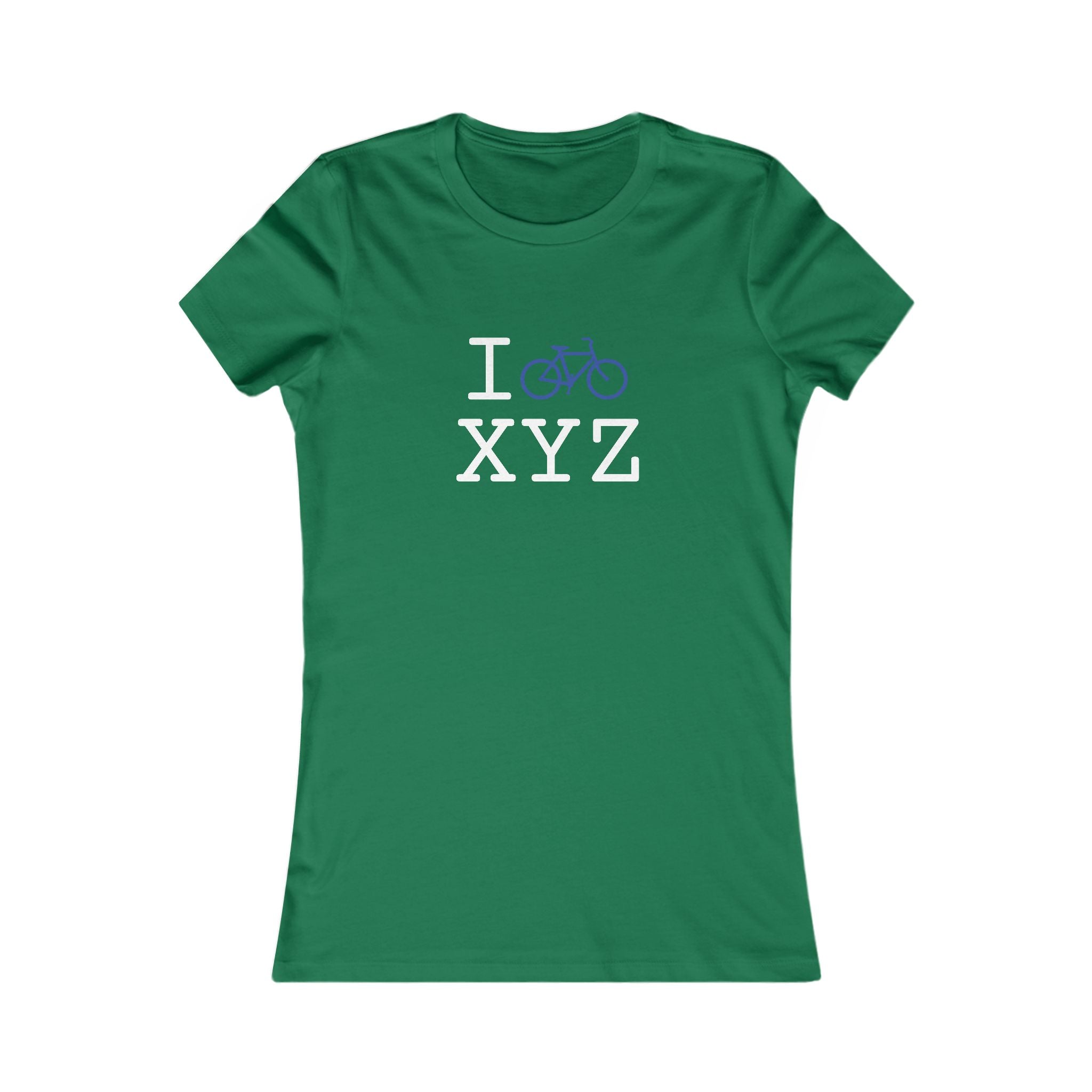 "I Bike ___" women's T, blue bike