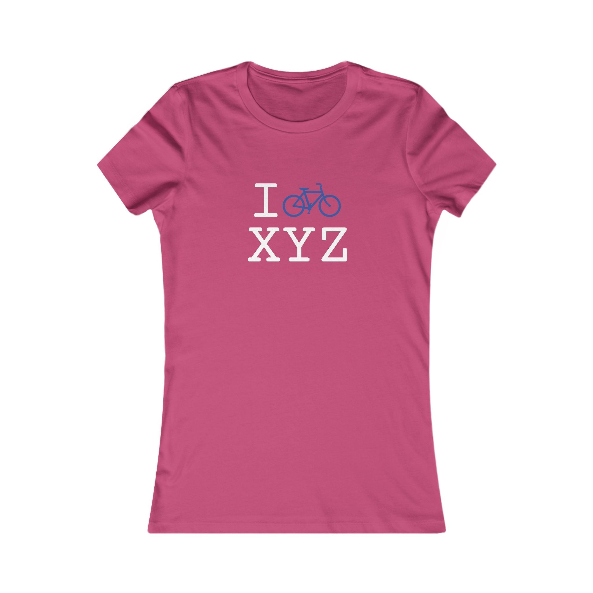 "I Bike ___" women's T, blue bike