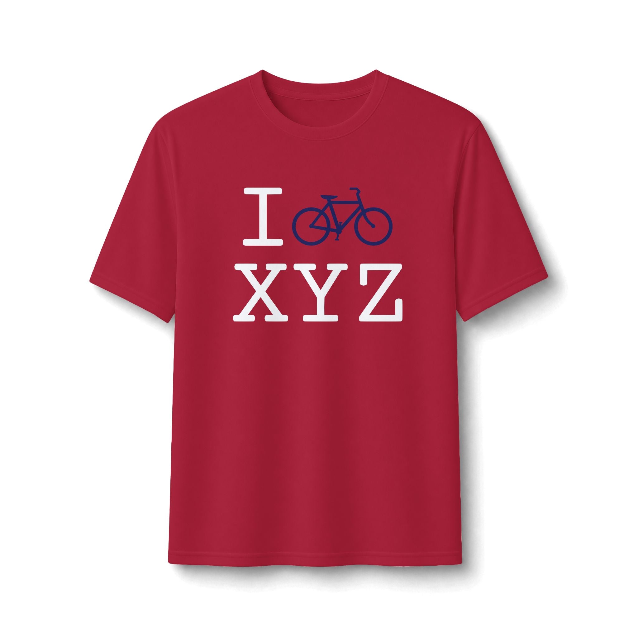 "I Bike ___" athletic T, navy bike