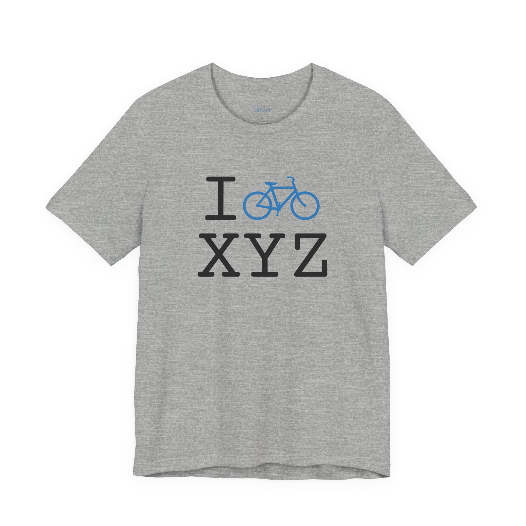 I Bike ___ unisex T, light blue bike