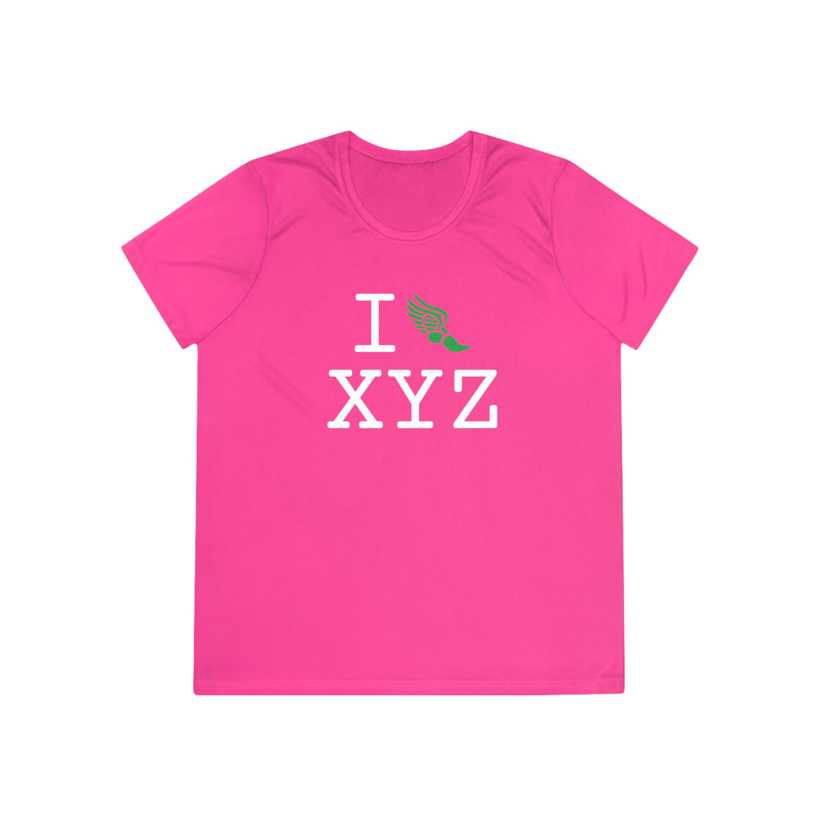 I Run women's athletic T, green logo