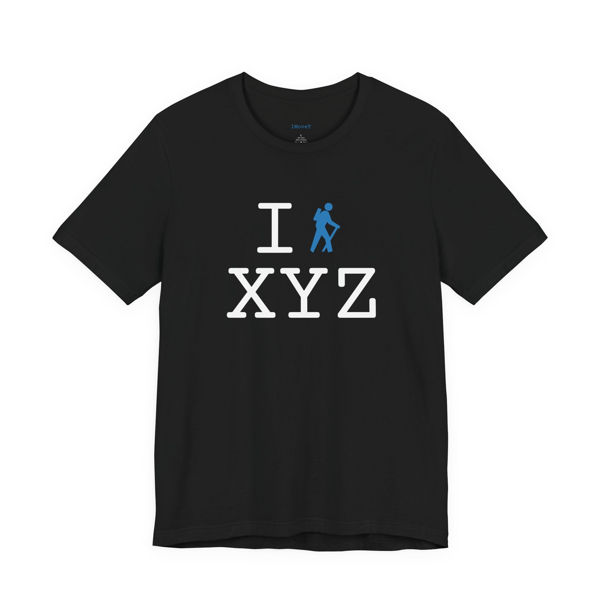 I Hike ___ unisex T, light blue hiker