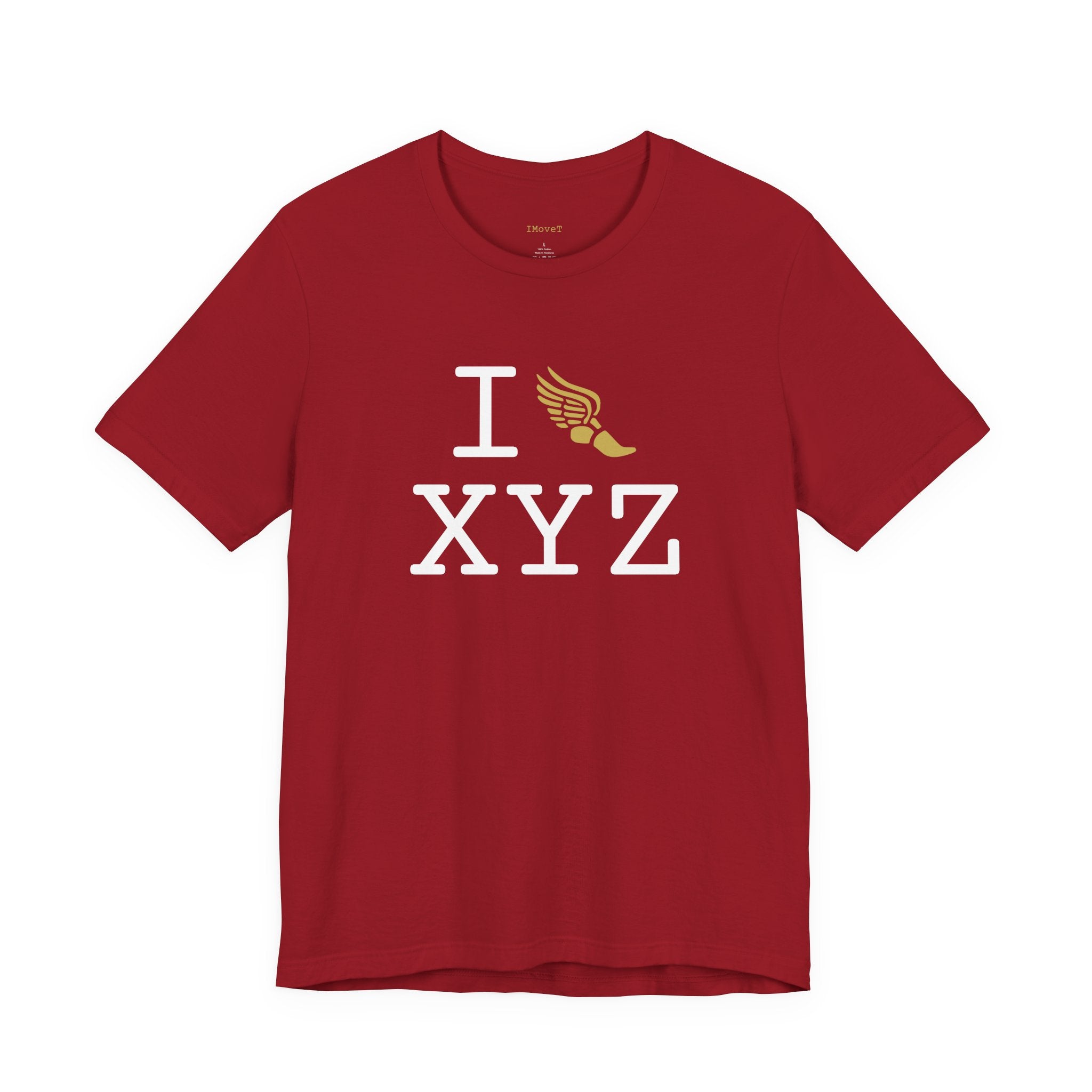 I Run ___ unisex T, gold logo