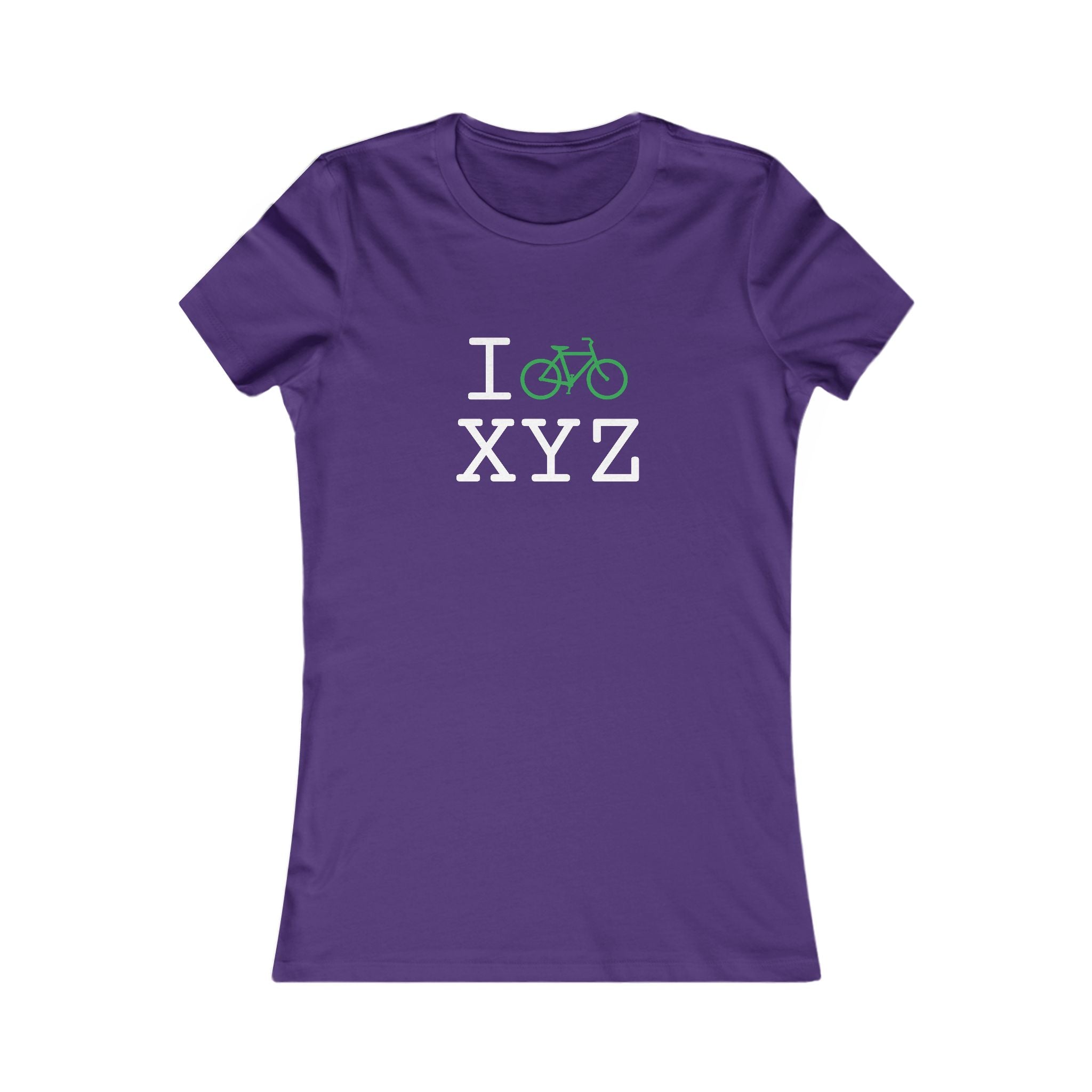 "I Bike ___" women's T, green bike